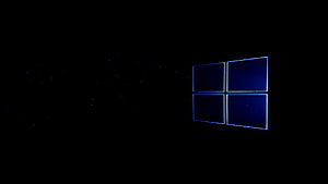 Windows 10 Dark Blue Neon Logo on Black Background HD wallpaper