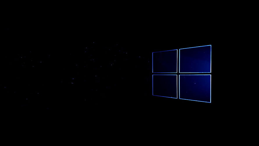 Windows 10 Dark Blue Neon Logo on Black Background HD wallpaper