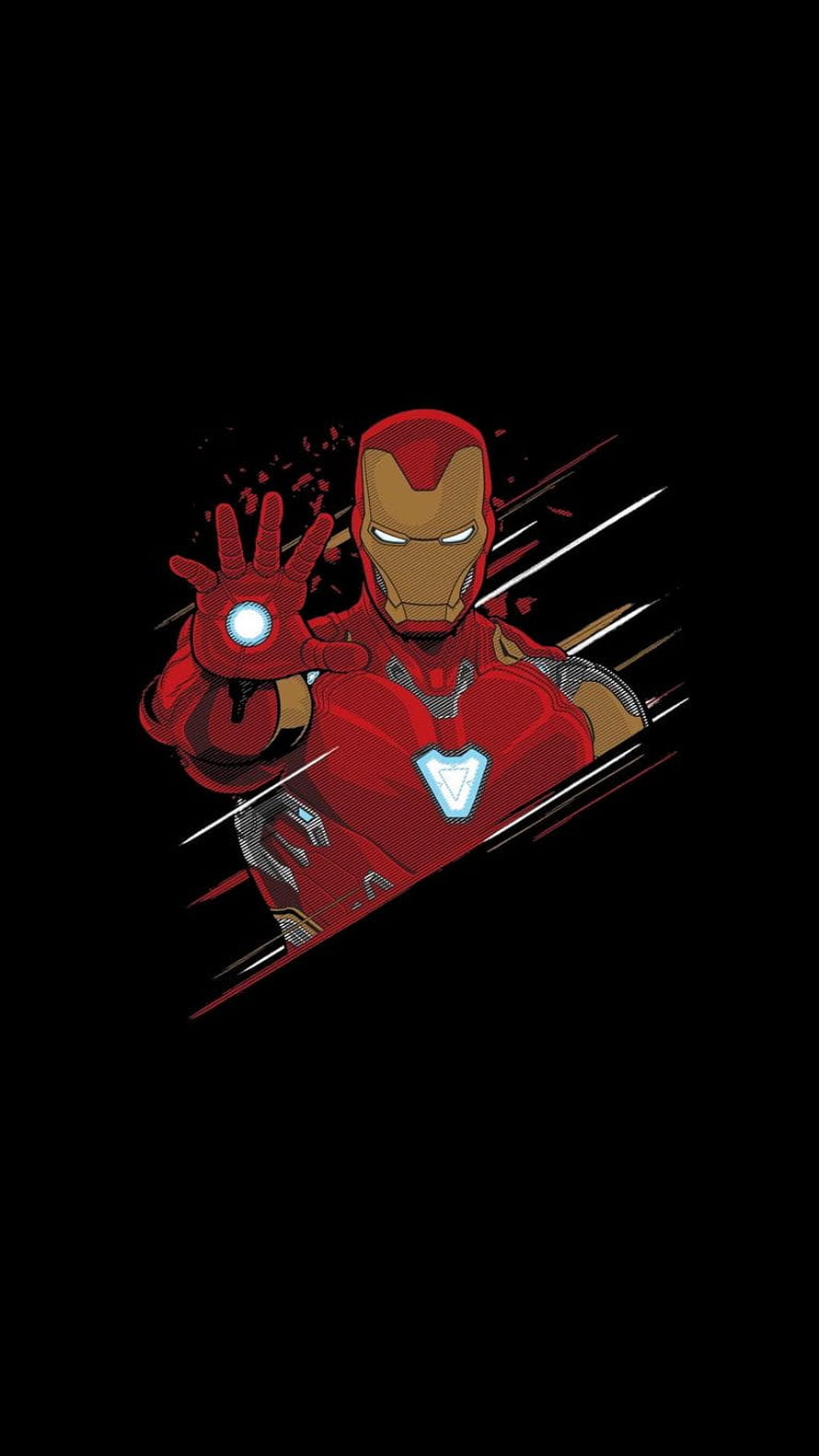 Iron Man Repulsor Blast Comic Style Illustration on Black Background HD phone wallpaper