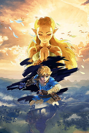 Zelda and Link Artwork from The Legend of Zelda: Breath of the Wild HD phone wallpaper