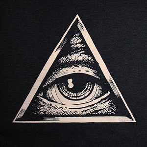 Illuminati Eye in Triangle Symbol on Black Fabric HD phone wallpaper