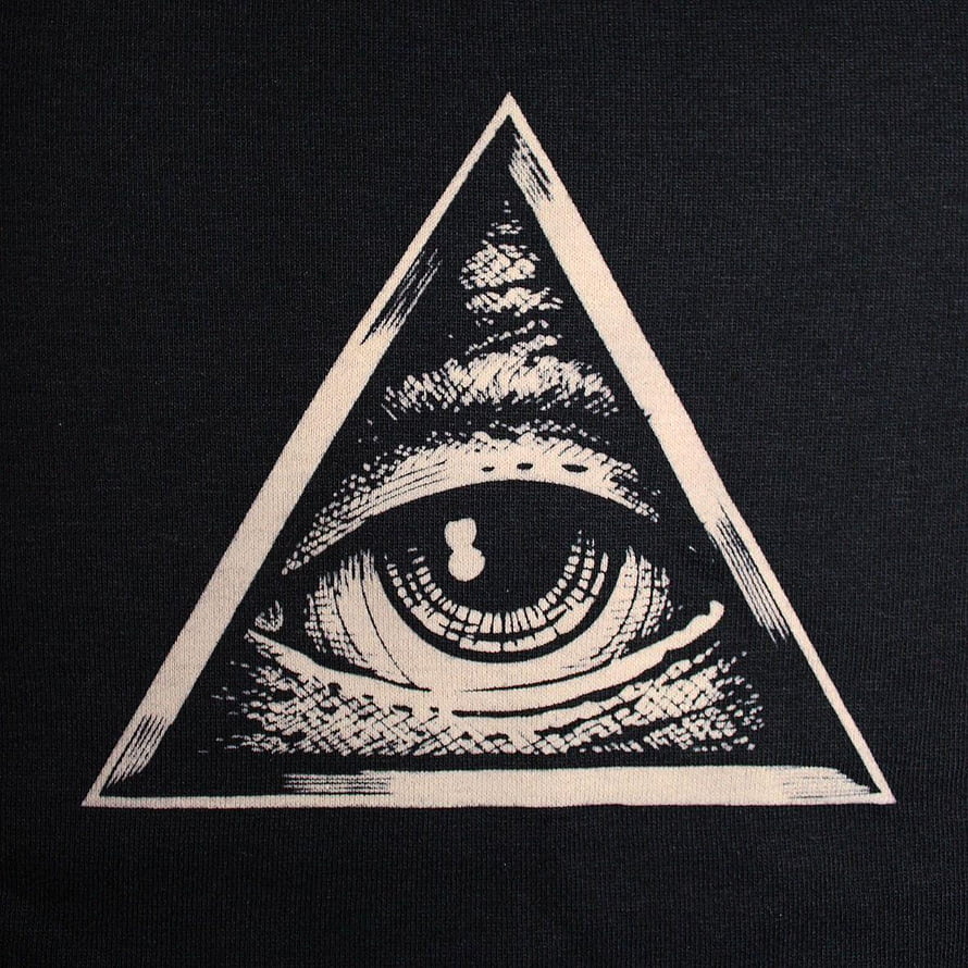 Illuminati Eye in Triangle Symbol on Black Fabric HD phone wallpaper