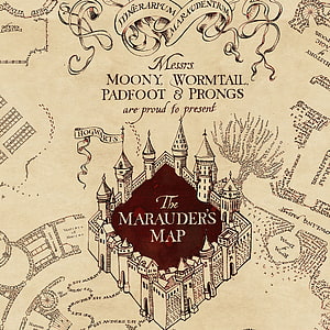 Harry Potter Marauder's Map Hogwarts Castle Illustration with Moony Wormtail Padfoot and Prongs HD phone wallpaper