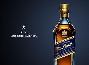 Johnnie Walker Blue Label Blended Scotch Whisky Bottle on Dark Background HD wallpaper