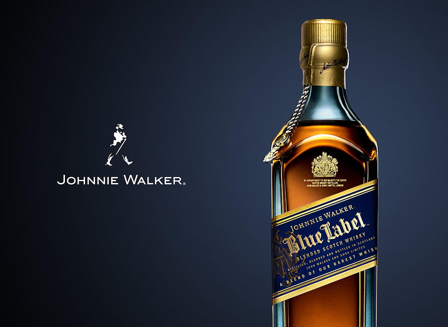 Johnnie Walker Blue Label Blended Scotch Whisky Bottle on Dark Background HD wallpaper