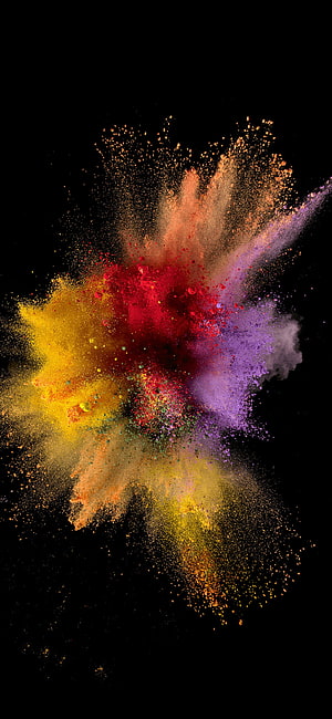 Vibrant multicolored powder explosion on black background HD phone wallpaper
