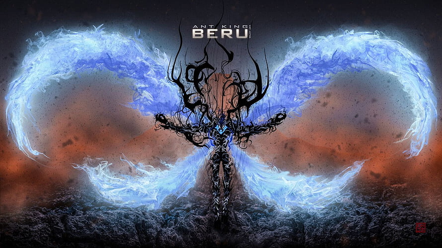 Beru Ant King from Solo Leveling with Ethereal Blue Energy Wings HD wallpaper