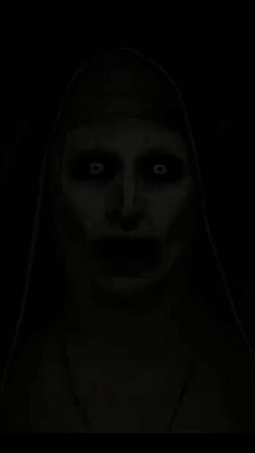 Valak The Nun Dark Horror Portrait with Glowing Eyes and Open Mouth HD phone wallpaper