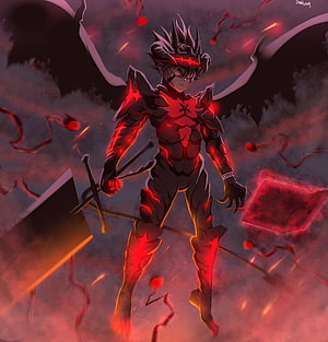 Asta Devil Union Form with Black Wings and Red Energy Aura HD phone wallpaper