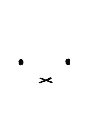 Minimalist Miffy Face Illustration with Simple Black Dots and Cross Mouth on White Background HD phone wallpaper