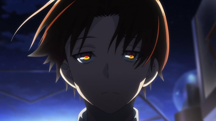 Kiyotaka Ayanokoji from Classroom of the Elite in a dramatic close-up with glowing eyes HD wallpaper
