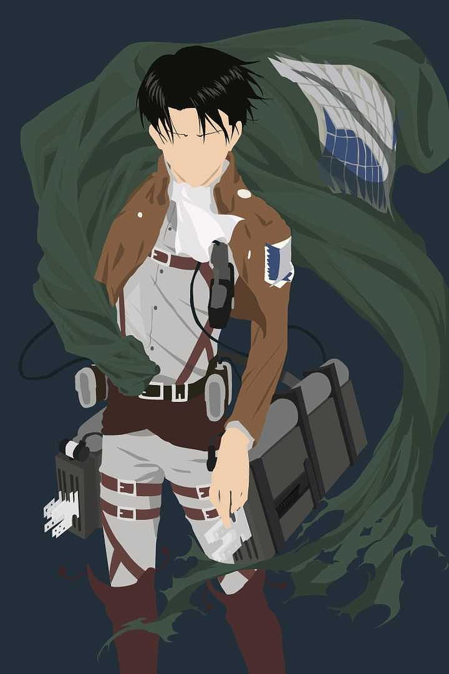 Levi Ackerman in Survey Corps uniform with ODM gear and flowing green cloak HD phone wallpaper