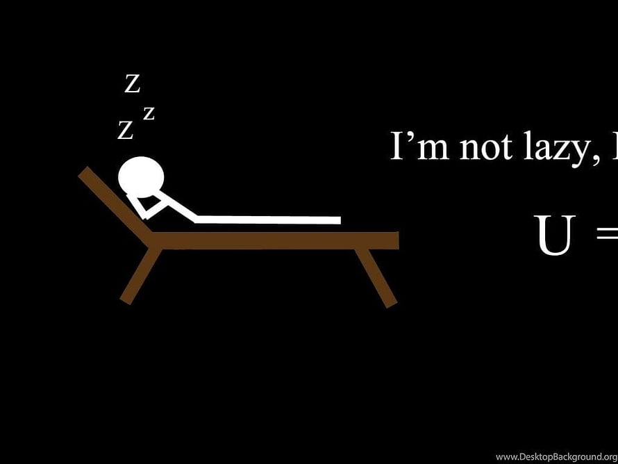 Minimalist Stick Figure Sleeping on Bench with Physics Equation Text on Black Background HD wallpaper
