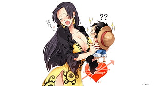 Boa Hancock and Monkey D. Luffy Anime Illustration from One Piece HD wallpaper