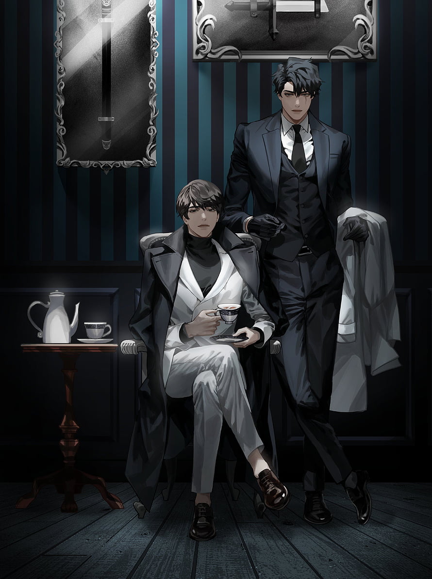 Omniscient Reader's Viewpoint Two Men in Formal Attire in a Dimly Lit Room HD phone wallpaper