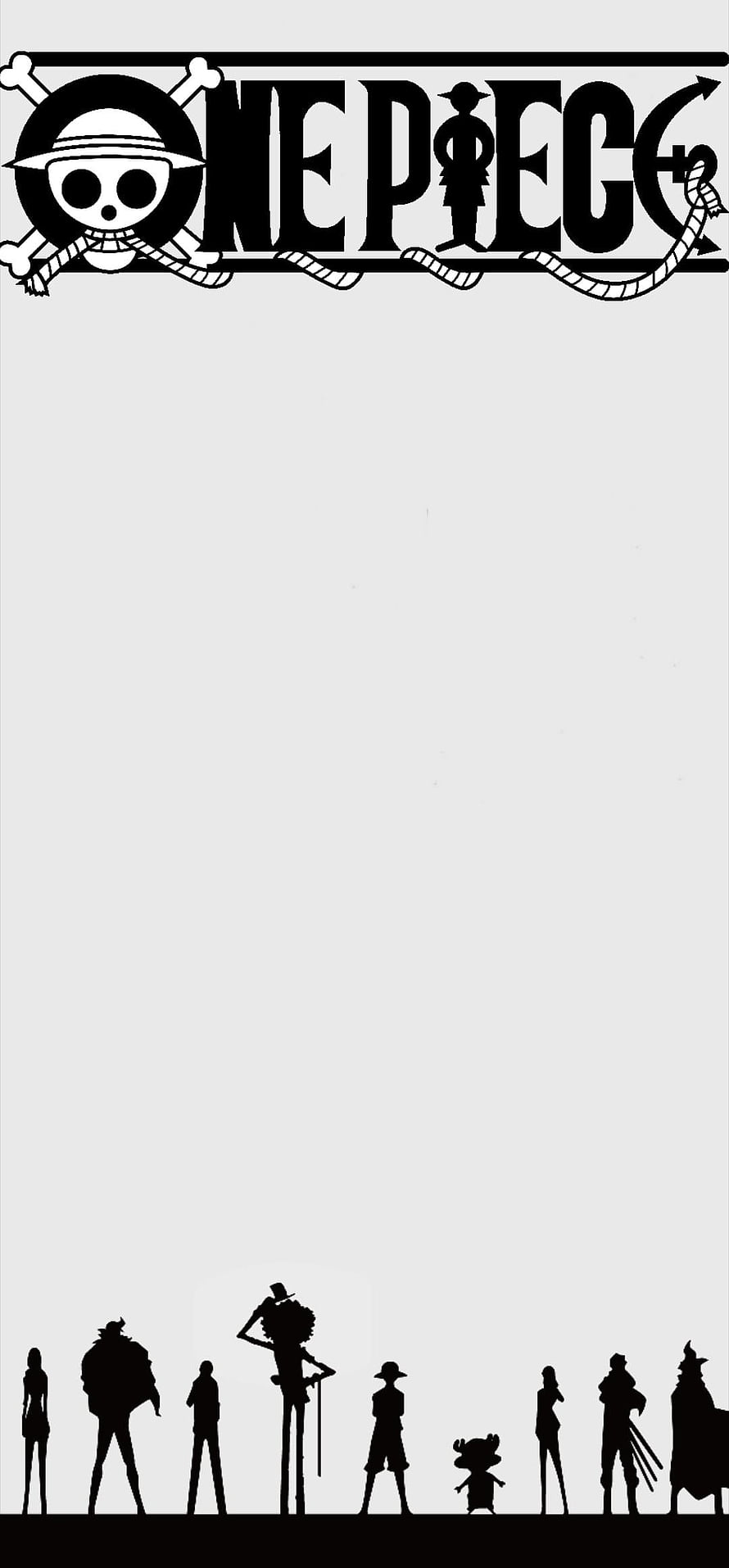 One Piece Straw Hat Crew Silhouette Minimalist Black and White Wallpaper HD phone wallpaper