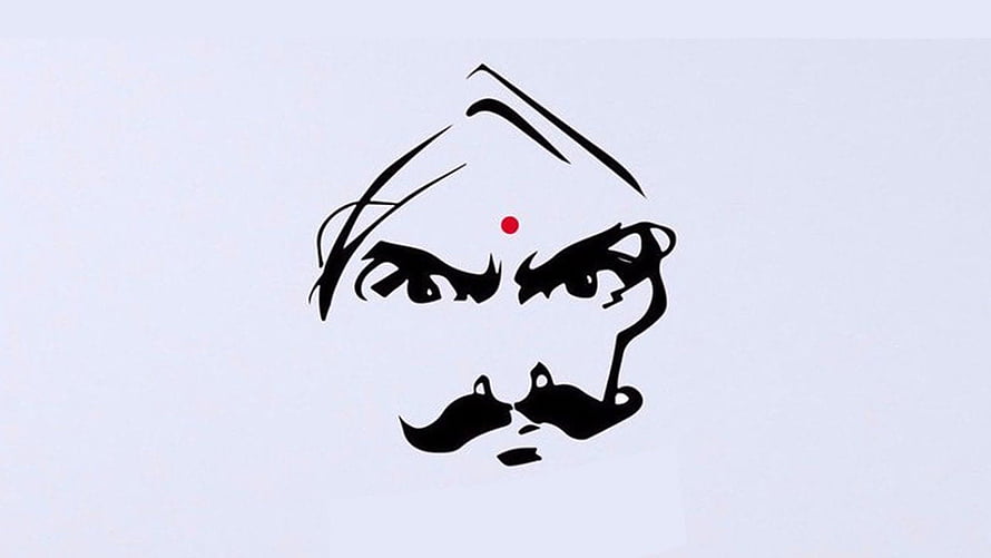 Minimalist Black and White Line Art Portrait of a Man with Turban and Mustache HD wallpaper
