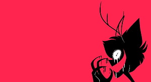 Hazbin Hotel Character Silhouette on Vibrant Pink Background HD wallpaper