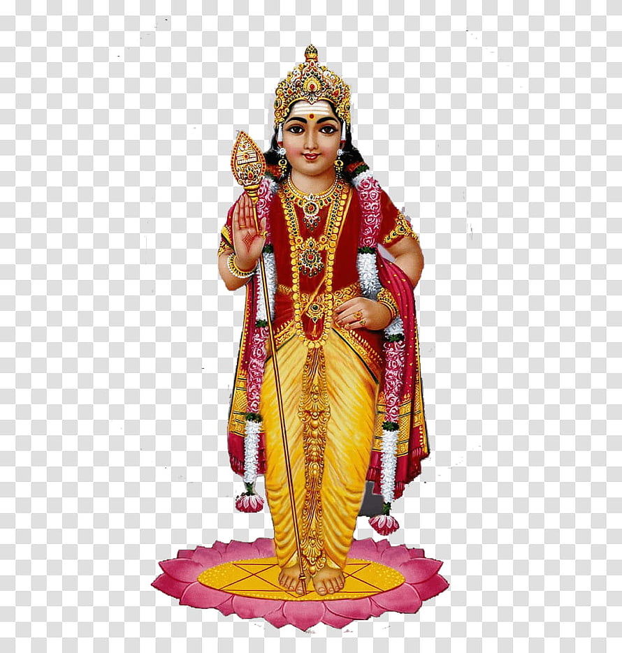 Lord Murugan Deity Illustration Standing on Lotus with Vel and Traditional Attire HD phone wallpaper