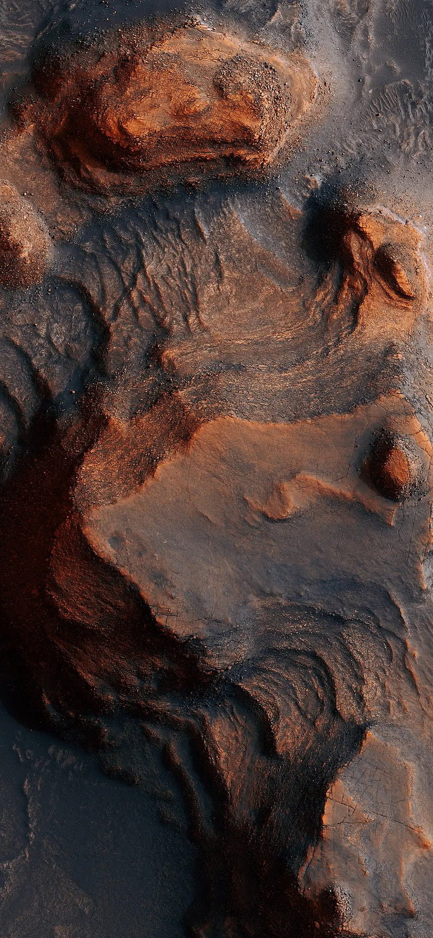 Aerial View of Rugged Mars Surface with Craters and Rusty Terrain HD phone wallpaper