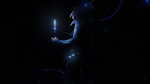 Valorant Jett Holding Glowing Blade in Dark Cosmic Setting HD wallpaper
