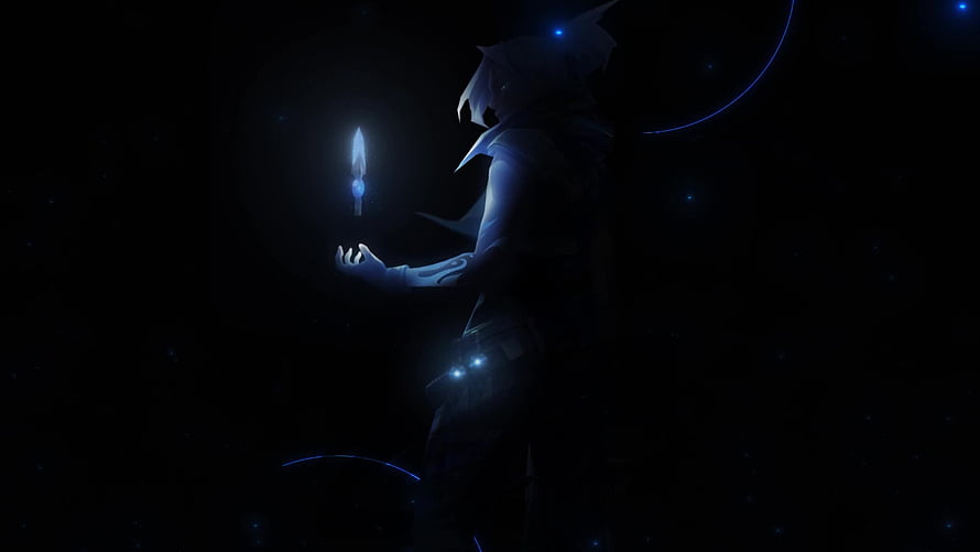 Valorant Jett Holding Glowing Blade in Dark Cosmic Setting HD wallpaper