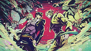 JoJo's Bizarre Adventure Stardust Crusaders Anime Illustration with Stand Battle HD wallpaper