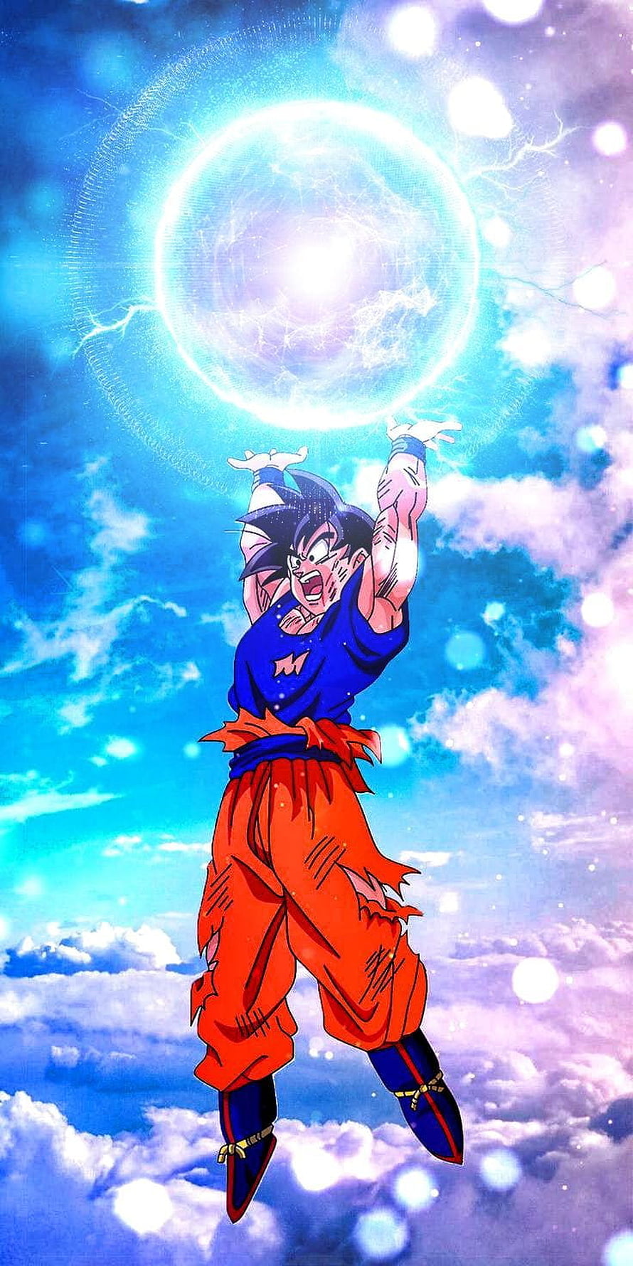 Goku Charging the Spirit Bomb in Dragon Ball Z Anime Artwork HD phone wallpaper