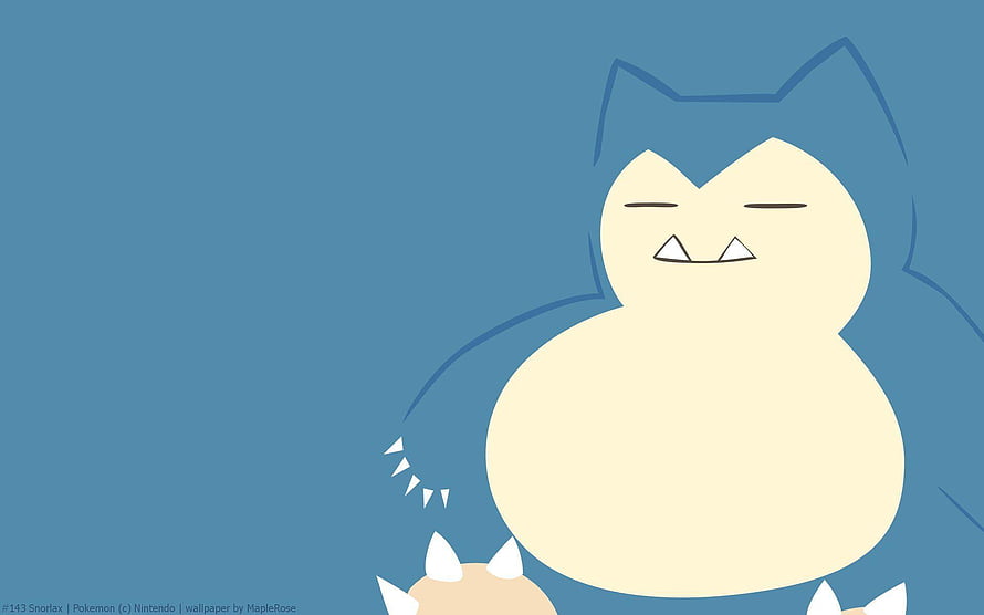 Snorlax Sleeping Peacefully in Minimalist Blue and Cream Illustration HD wallpaper