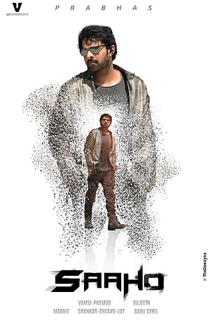 Prabhas in Saaho Movie Poster with Particle Dissolve Effect and Sunglasses HD phone wallpaper