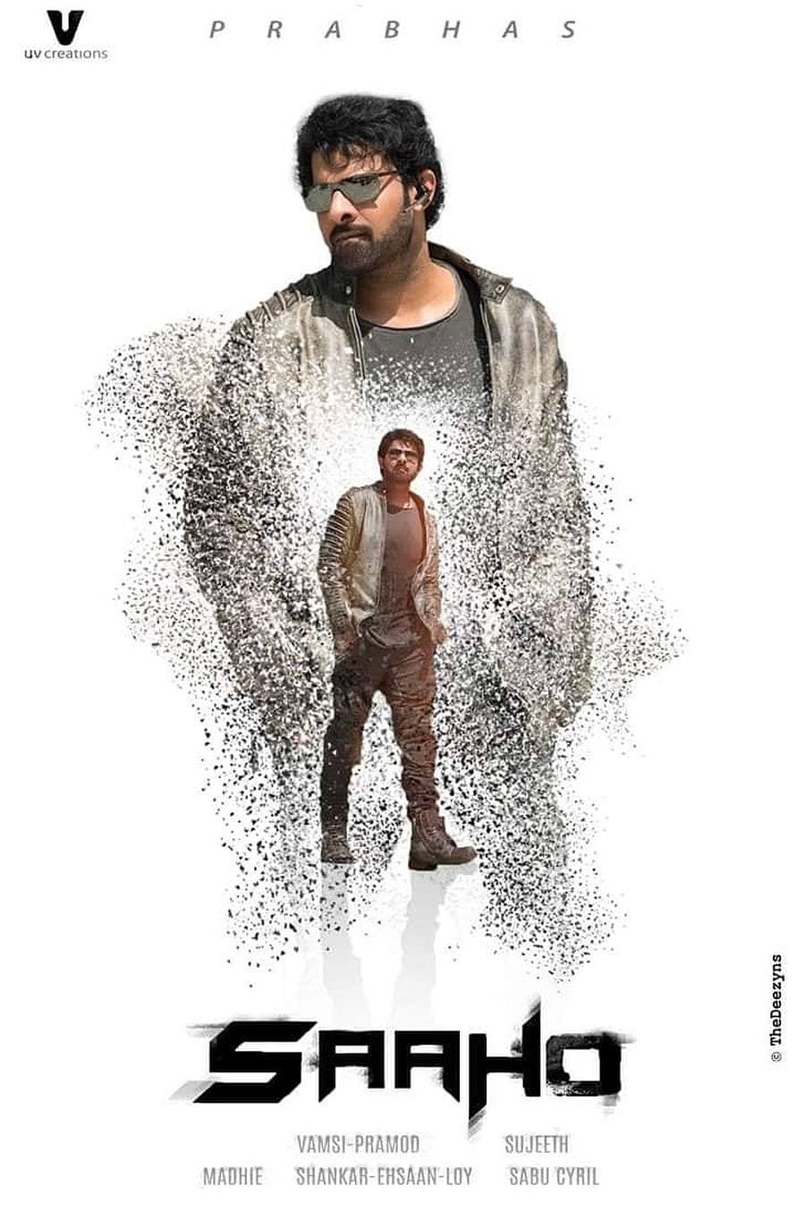 Prabhas in Saaho Movie Poster with Particle Dissolve Effect and Sunglasses HD phone wallpaper