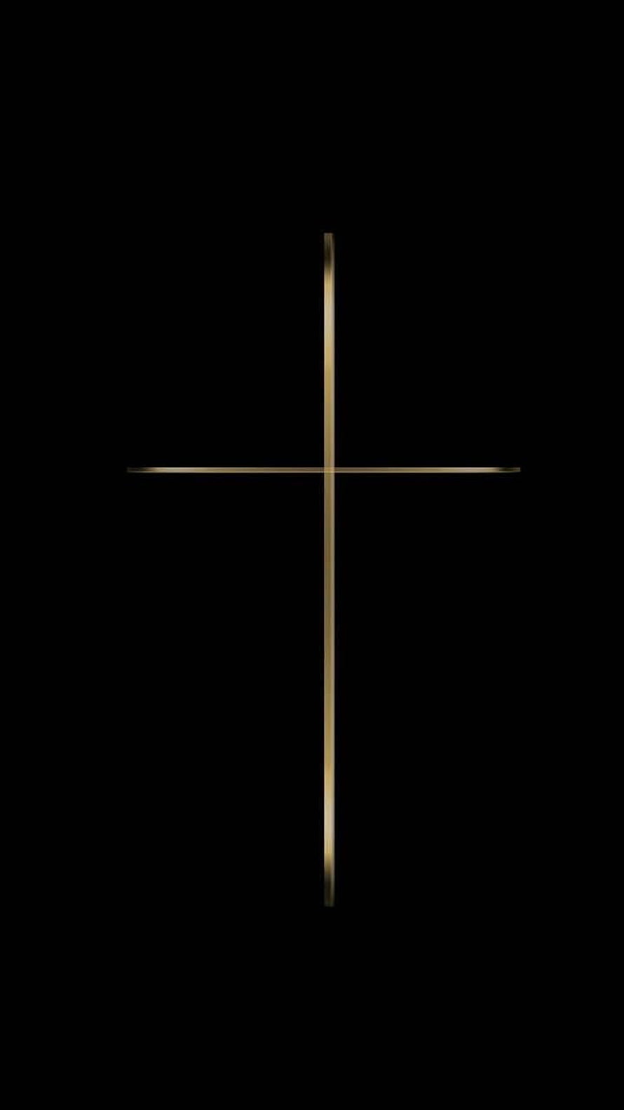 Minimalist Gold Christian Cross on Black Background HD phone wallpaper