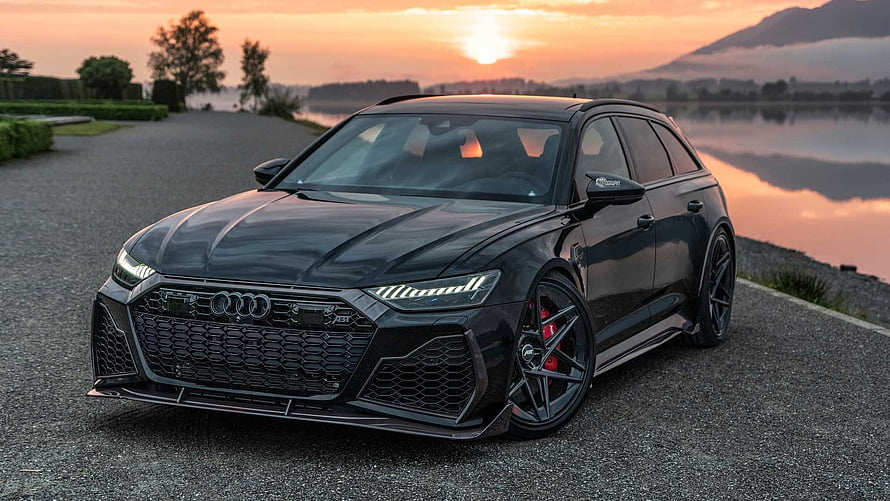 Black ABT Audi RS6 Avant Signature Edition Station Wagon at Sunset HD wallpaper