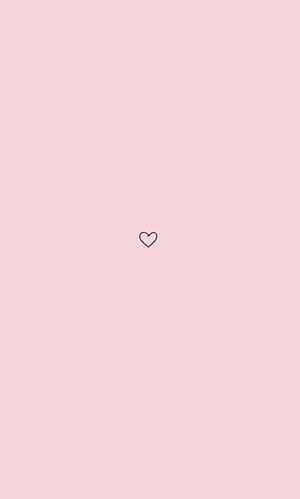 Minimalist Baby Pink Background With Small Black Heart Outline HD phone wallpaper