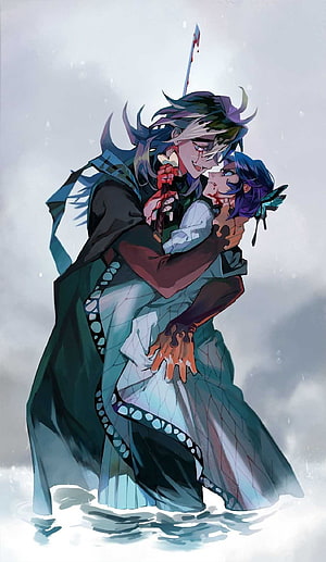 Demon Slayer Douma Embracing Character in Snowy Landscape HD phone wallpaper