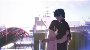 Katagaki Naomi and Takanashi Naoto Embrace in Hello World Anime Scene HD wallpaper