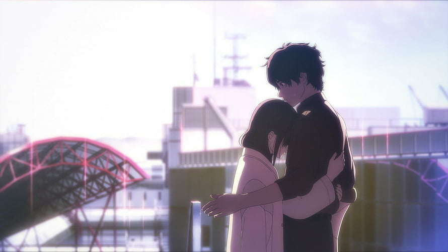 Katagaki Naomi and Takanashi Naoto Embrace in Hello World Anime Scene HD wallpaper
