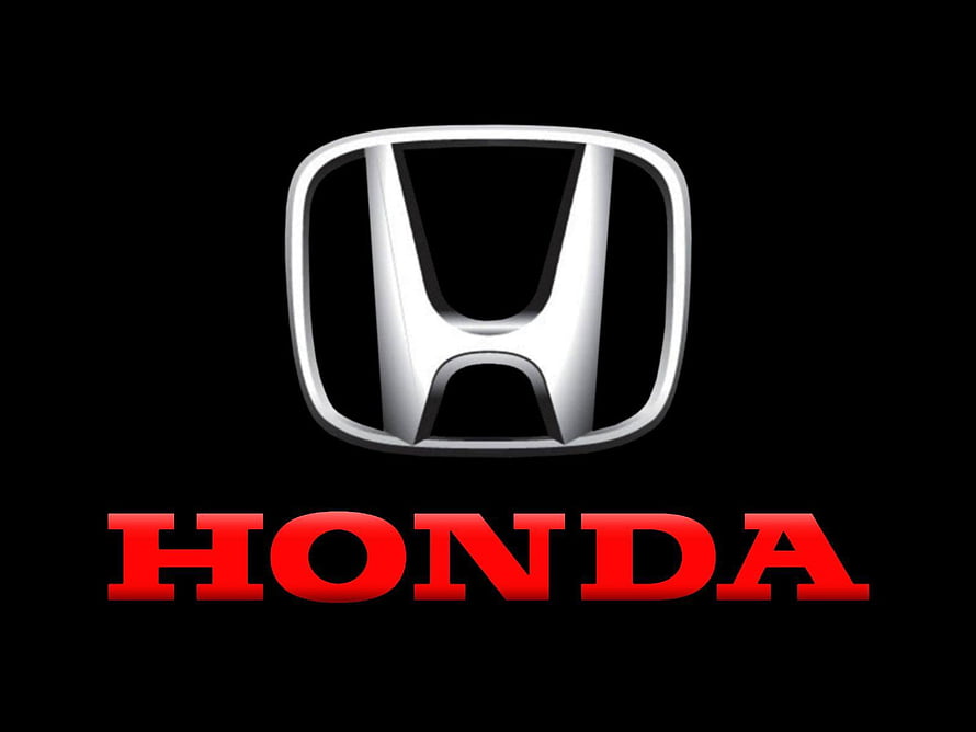 Honda Brand Logo with Red Text on Black Background HD wallpaper