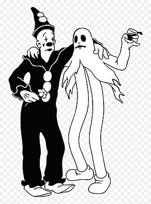 Koko the Clown and Ghost in Classic Black and White Cartoon Illustration HD phone wallpaper