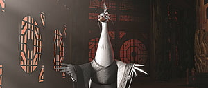 Lord Shen from Kung Fu Panda 2 in a traditional Chinese palace interior HD wallpaper