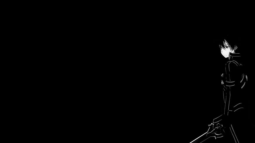 Sword Art Online Kirito Silhouette in Dark Minimalist Anime Style HD wallpaper