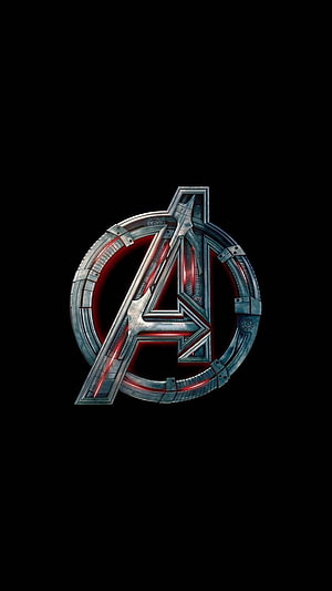 Avengers metallic logo emblem with red glow on black background HD phone wallpaper