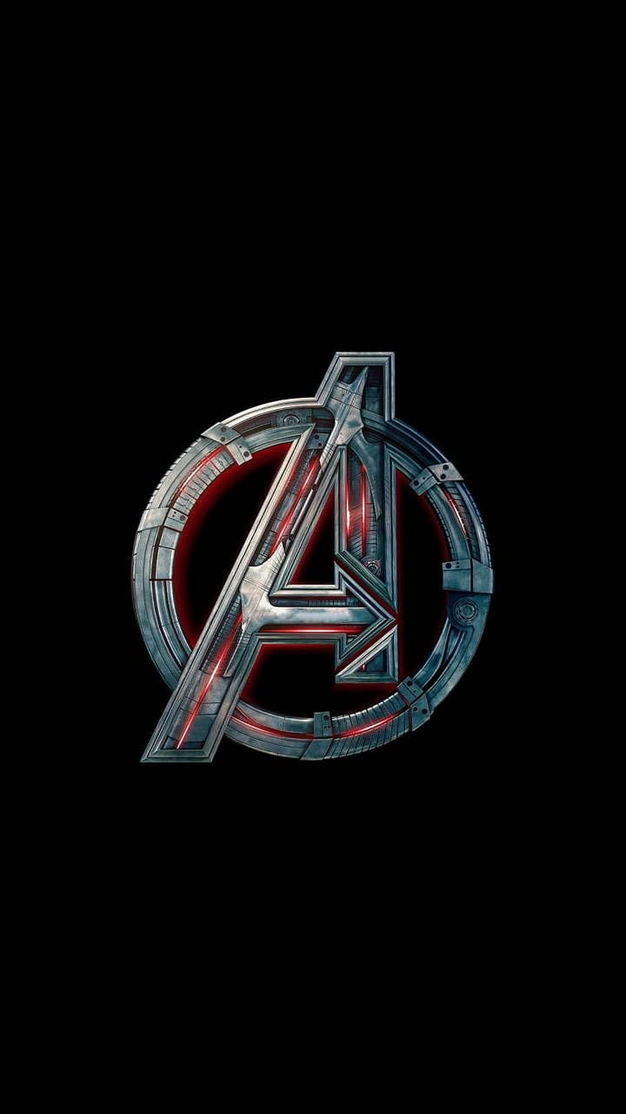 Avengers metallic logo emblem with red glow on black background HD phone wallpaper