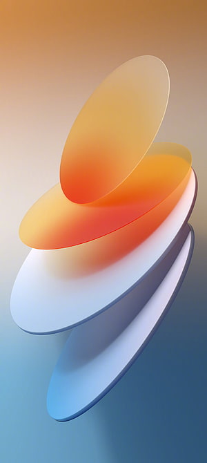 Abstract 3D Floating Discs in Warm Orange and Cool Blue Gradient HD phone wallpaper