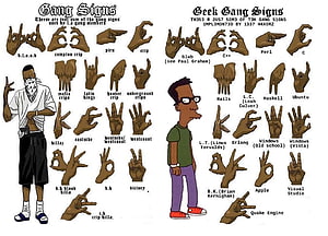 Geek Gang Signs Chart Comparing Tech Hand Gestures to Street Culture HD wallpaper