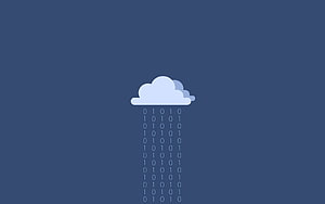 Minimalist Cloud with Binary Code Rain on Dark Blue Background HD wallpaper