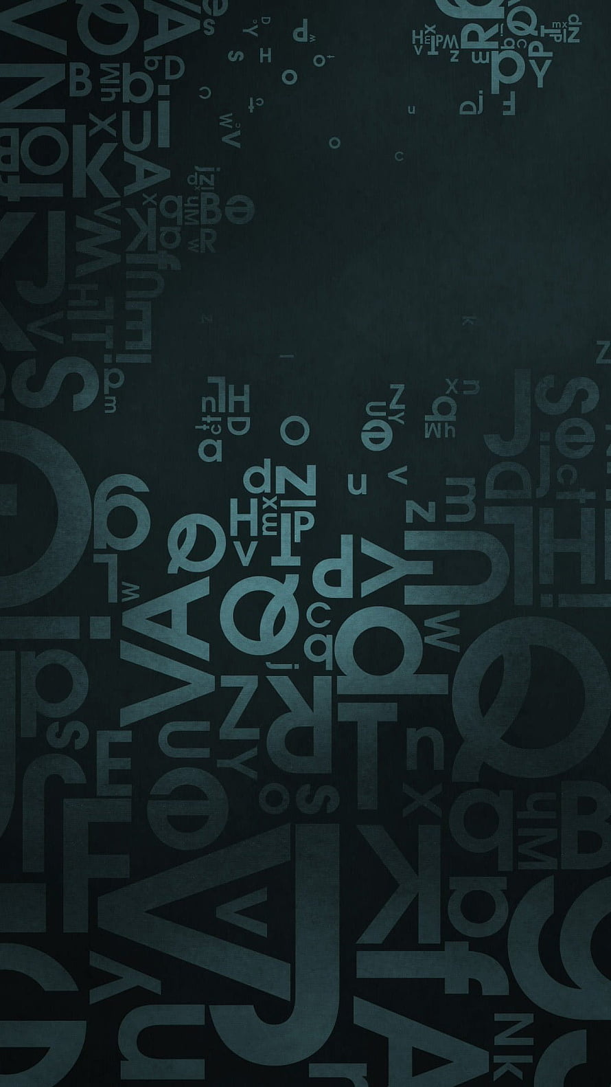 Dark Abstract Typography Pattern with Scattered Letters and Text Elements HD phone wallpaper