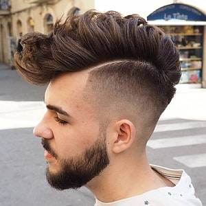 Men's Pompadour Fade Haircut with Full Beard and Street Style HD phone wallpaper