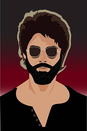 Kabir Singh Stylized Vector Portrait with Beard and Sunglasses on Dark Red Background HD phone wallpaper