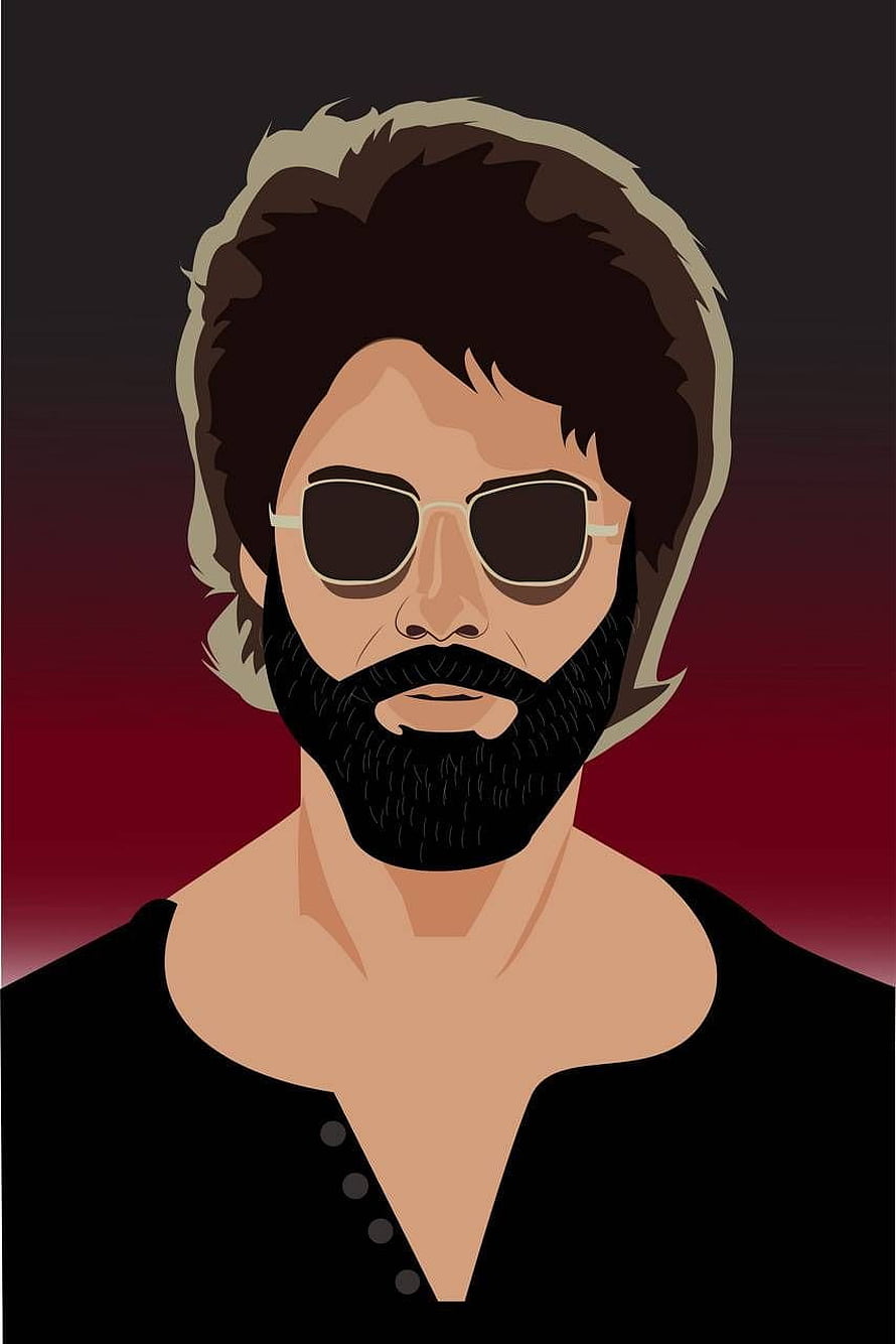 Kabir Singh Stylized Vector Portrait with Beard and Sunglasses on Dark Red Background HD phone wallpaper